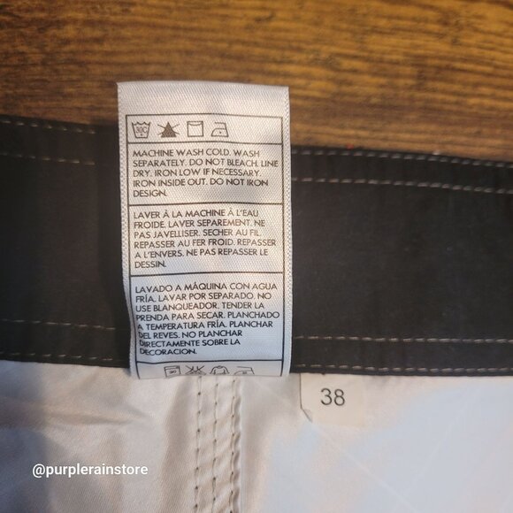 Vtg Hurly Cargo Plaid Board Shorts 38 Olive Multi Embroidered Logo Preppy Beach - Picture 6 of 12